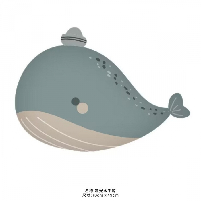 Balon din Folie Metalizata, Flippy, Figurina Animata, Model Balena, 70x49 cm, Ambalaj Individual, Pai Inclus, Umflare cu Aer sau Heliu, Albastru [1]