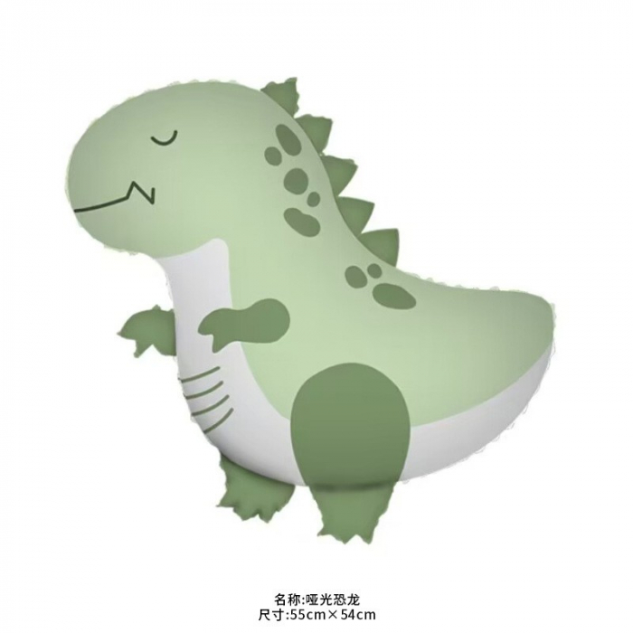Balon din Folie Metalizata, Flippy, Figurina Animata, Model Dinozaur, 55x54 cm, Ambalaj Individual, Pai Inclus, Umflare cu Aer sau Heliu, Verde [1]