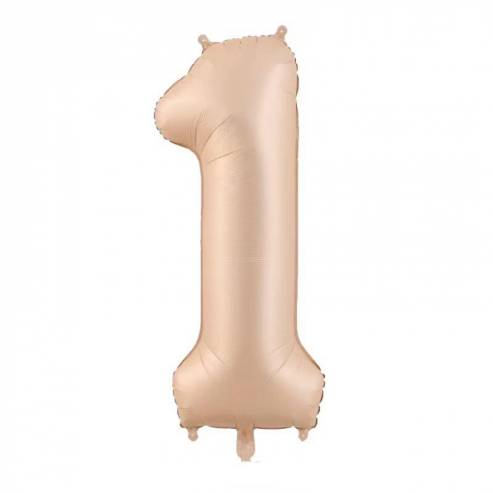 Balon din Folie Metalizata, Flippy, Figurina Cifra, Model 1, Tema Aniversare 100 cm, Ambalaj Individual, Pai Inclus, Umflare cu Aer sau Heliu, Crem [1]