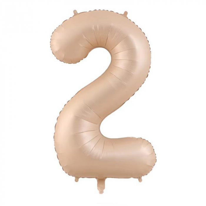 Balon din Folie Metalizata, Flippy, Figurina Cifra, Model 2, Tema Aniversare 100 cm, Ambalaj Individual, Pai Inclus, Umflare cu Aer sau Heliu, Crem [1]