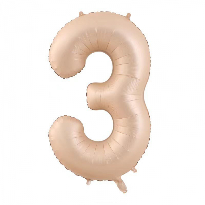 Balon din Folie Metalizata, Flippy, Figurina Cifra, Model 3, Tema Aniversare 100 cm, Ambalaj Individual, Pai Inclus, Umflare cu Aer sau Heliu, Crem [1]