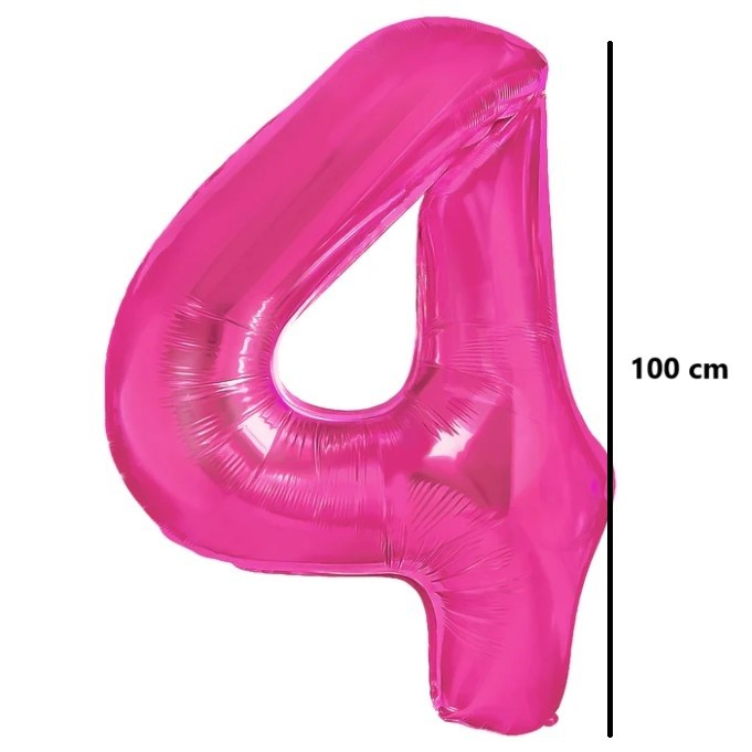 Balon din Folie Metalizata, Flippy, Figurina Cifra, Model 4, Tema Aniversare 100 cm, Ambalaj Individual, Pai Inclus, Umflare cu Aer sau Heliu, Roz [2]