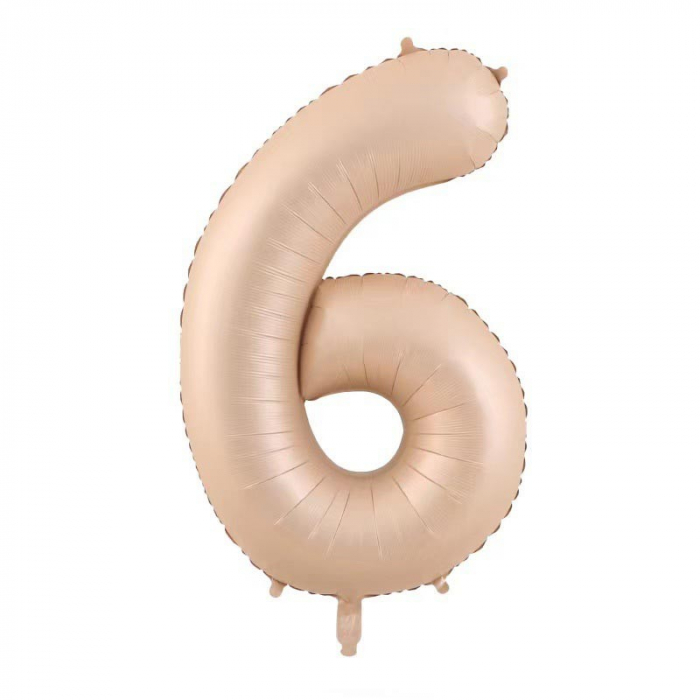 Balon din Folie Metalizata, Flippy, Figurina Cifra, Model 6, Tema Aniversare 100 cm, Ambalaj Individual, Pai Inclus, Umflare cu Aer sau Heliu, Crem [1]