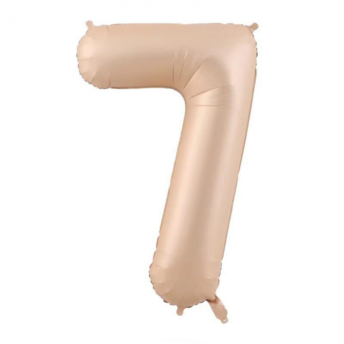 Balon din Folie Metalizata, Flippy, Figurina Cifra, Model 7, Tema Aniversare 100 cm, Ambalaj Individual, Pai Inclus, Umflare cu Aer sau Heliu, Crem [1]