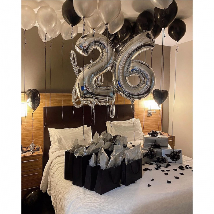 Balon din Folie Metalizata, Flippy, Figurina Cifra, Tema Aniversare 100 cm, Ambalaj Individual, Pai inclus, Umflare cu Aer sau Heliu, Argintiu, Cifra 6 [6]