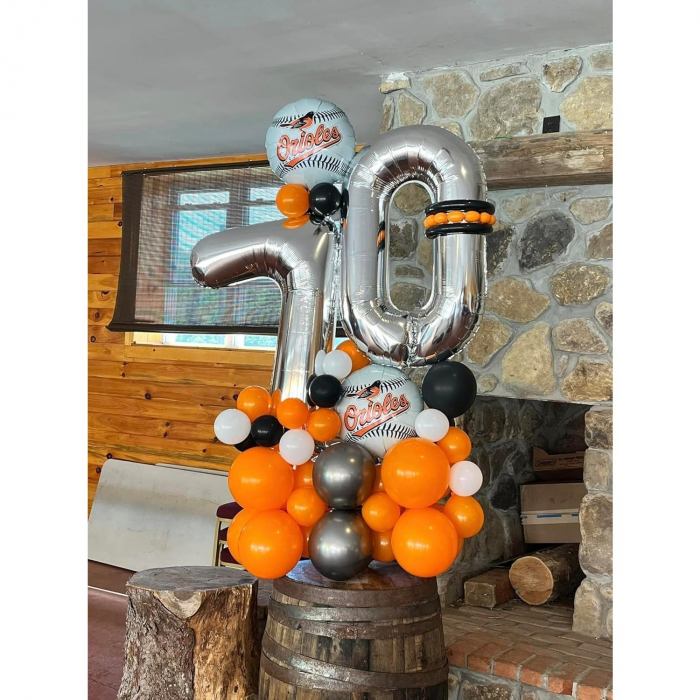Balon din Folie Metalizata, Flippy, Figurina Cifra, Tema Aniversare 100 cm, Ambalaj Individual, Pai inclus, Umflare cu Aer sau Heliu, Argintiu, Cifra 7 [6]