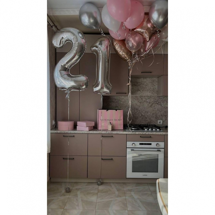 Balon din Folie Metalizata, Flippy, Figurina Cifra, Tema Aniversare 40 cm, Ambalaj Individual, Pai inclus, Umflare cu Aer sau Heliu, Argintiu, Cifra 2 [12]