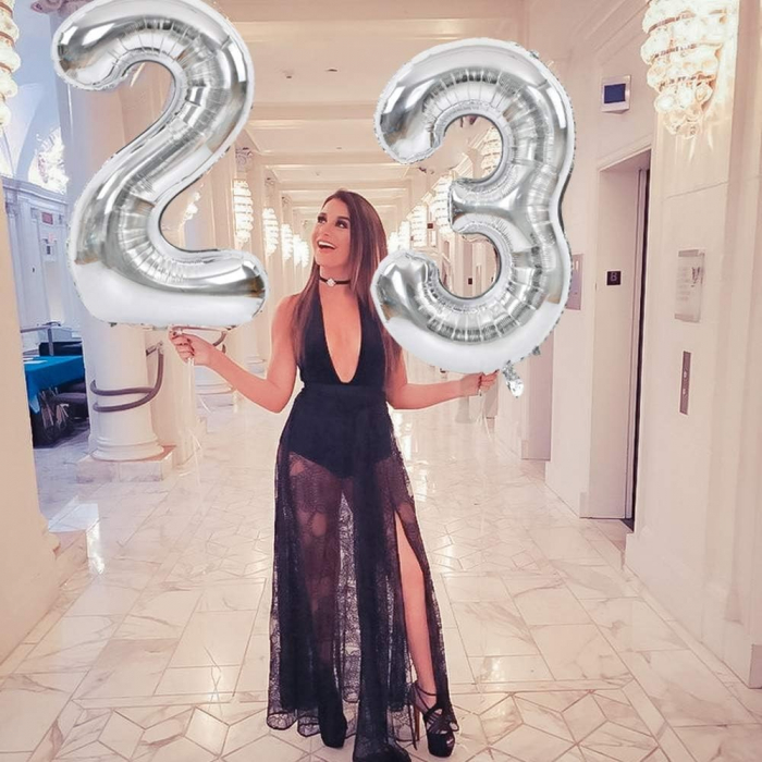 Balon din Folie Metalizata Flippy, Figurina Cifra, Tema Aniversare 40 cm, Ambalaj Individual, Pai inclus, Umflare cu Aer sau Heliu, Argintiu, Cifra 3 [10]