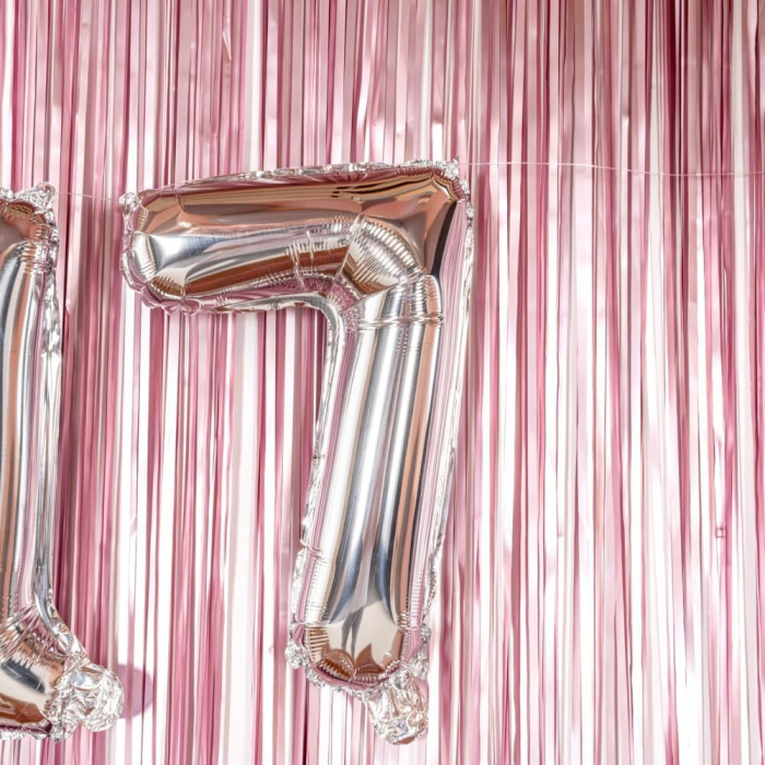 Balon din Folie Metalizata Flippy, Figurina Cifra, Tema Aniversare 40 cm, Ambalaj Individual, Pai inclus, Umflare cu Aer sau Heliu, Argintiu, Cifra 7 [4]