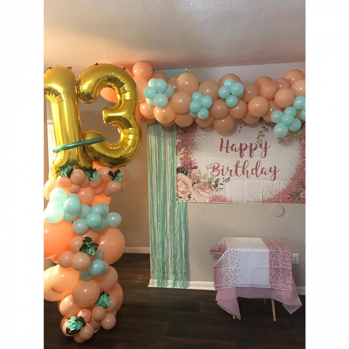 Balon din Folie Metalizata Flippy, Figurina Cifra, Tema Aniversare 40 cm, Ambalaj Individual, Pai inclus, Umflare cu Aer sau Heliu, Auriu, Cifra 1 [9]