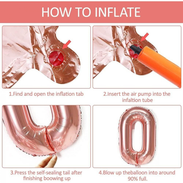 Balon din Folie Metalizata Flippy, Figurina Cifra, Tema Aniversare 40 cm, Ambalaj Individual, Pai inclus, Umflare cu Aer sau Heliu, Roz Gold, Cifra 6 [5]