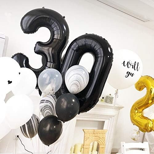 Balon din Folie Metalizata, Flippy, Figurina Cifra, Tema Aniversare 80 cm, Ambalaj Individual, Pai inclus, Umflare cu Aer sau Heliu, Negru, Cifra 3 [3]