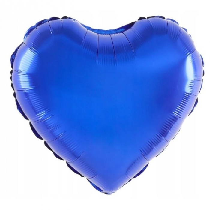 Balon din Folie Metalizata, Flippy, Figurina Inimioara, Model Simplu, Tematica Iubire, 40 cm, Ambalaj Individual, Pai Inclus, Umflare cu Aer sau Heliu, Albastru [2]