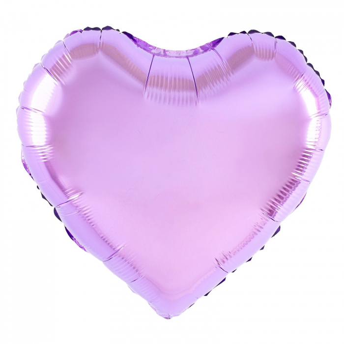 Balon din Folie Metalizata, Flippy, Figurina Inimioara, Model Simplu, Tematica Iubire, 40 cm, Ambalaj Individual, Pai Inclus, Umflare cu Aer sau Heliu, Mov Deschis [2]