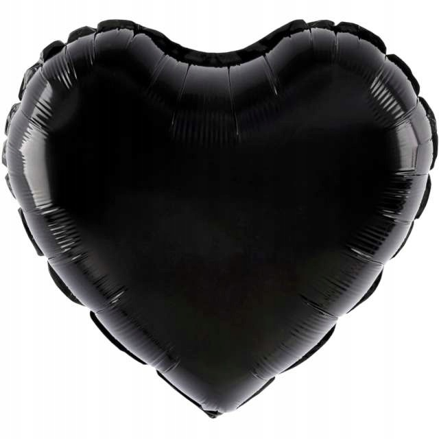Balon din Folie Metalizata, Flippy, Figurina Inimioara, Model Simplu, Tematica Iubire, 40 cm, Ambalaj Individual, Pai Inclus, Umflare cu Aer sau Heliu, Negru [2]