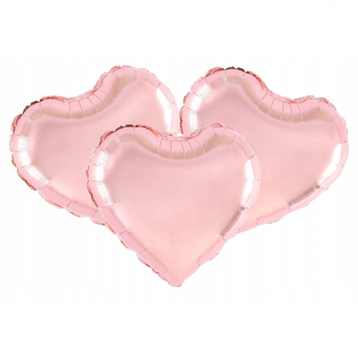 Balon din Folie Metalizata, Flippy, Figurina Inimioara, Model Simplu, Tematica Iubire, 40 cm, Ambalaj Individual, Pai Inclus, Umflare cu Aer sau Heliu, Rose [2]