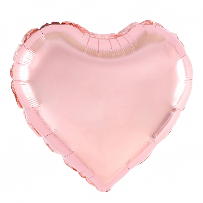 Balon din Folie Metalizata, Flippy, Figurina Inimioara, Model Simplu, Tematica Iubire, 40 cm, Ambalaj Individual, Pai Inclus, Umflare cu Aer sau Heliu, Rose [4]