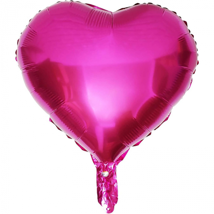 Balon din Folie Metalizata, Flippy, Figurina Inimioara, Model Simplu, Tematica Iubire, 40 cm, Ambalaj Individual, Pai Inclus, Umflare cu Aer sau Heliu, Roz [4]