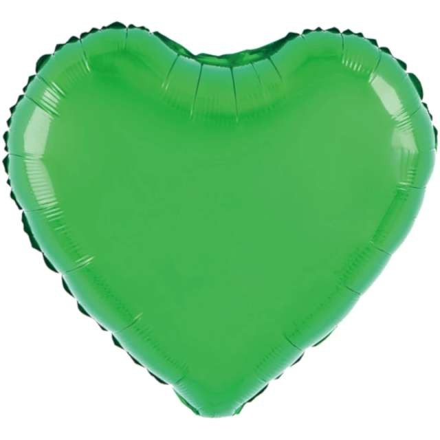 Balon din Folie Metalizata, Flippy, Figurina Inimioara, Model Simplu, Tematica Iubire, 40 cm, Ambalaj Individual, Pai Inclus, Umflare cu Aer sau Heliu, Verde [1]