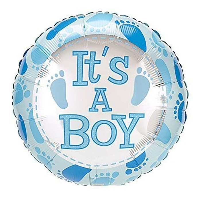 Balon din Folie Metalizata, Flippy, Figurina Rotunda, Model It's a Boy, Tema Gender Reveal, 45 cm, Ambalaj Individual, Pai Inclus, Umflare cu Aer sau [2]