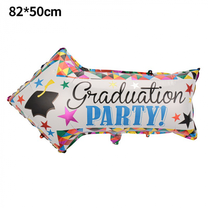 Balon din Folie Metalizata, Flippy, Figurina Sageata, Tema Absolvire, 82x50 cm, Ambalaj Individual, Pai Inclus, Umflare cu Aer sau Heliu, Multicolor [2]