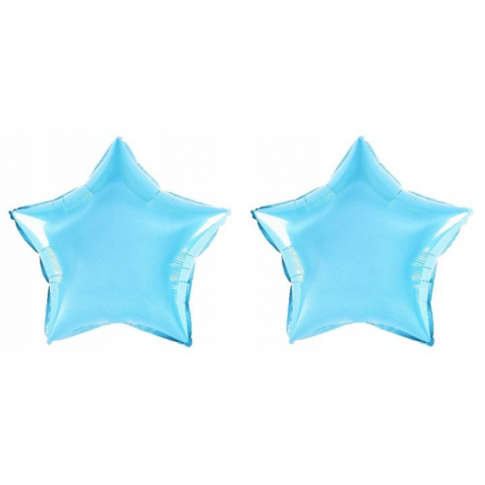 Balon din Folie Metalizata, Flippy, Figurina Stea, Model Simplu, Tematica Aniversare, 40 cm, Ambalaj Individual, Pai Inclus, Umflare cu Aer sau Heliu, Bleu [2]