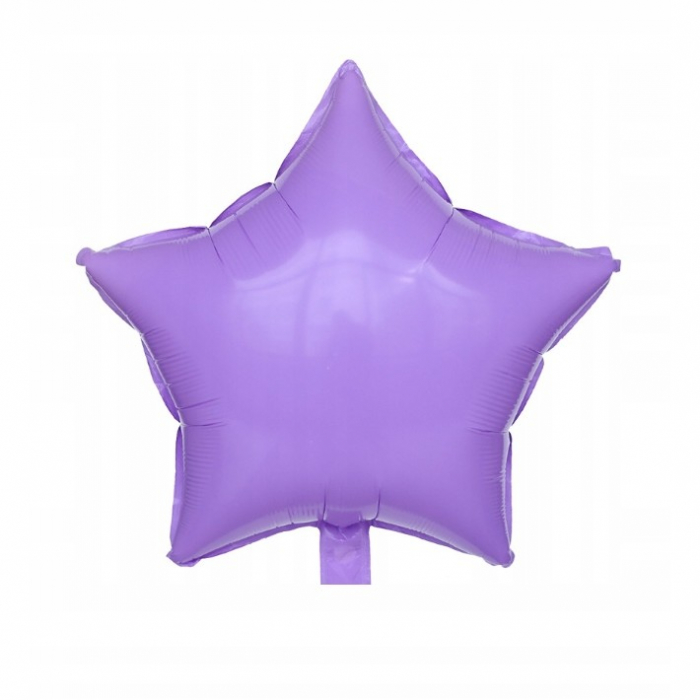 Balon din Folie Metalizata, Flippy, Figurina Stea, Model Simplu, Tematica Aniversare, 40 cm, Ambalaj Individual, Pai Inclus, Umflare cu Aer sau Heliu, Mov [1]