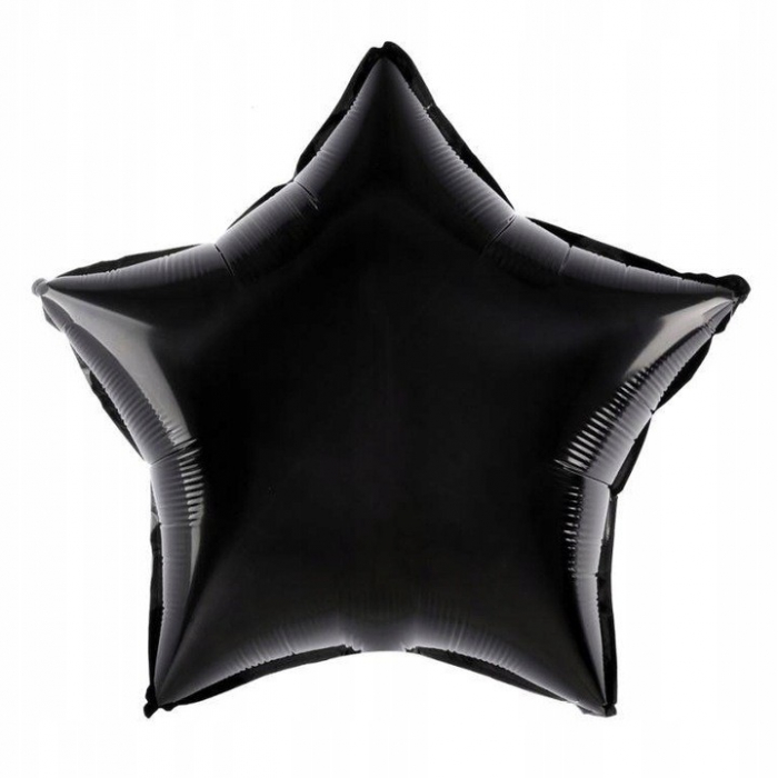 Balon din Folie Metalizata, Flippy, Figurina Stea, Model Simplu, Tematica Aniversare, 40 cm, Ambalaj Individual, Pai Inclus, Umflare cu Aer sau Heliu, Negru [1]
