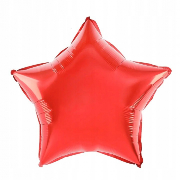 Balon din Folie Metalizata, Flippy, Figurina Stea, Model Simplu, Tematica Aniversare, 40 cm, Ambalaj Individual, Pai Inclus, Umflare cu Aer sau Heliu, Rosu [4]