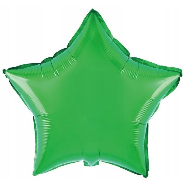 Balon din Folie Metalizata, Flippy, Figurina Stea, Model Simplu, Tematica Aniversare, 40 cm, Ambalaj Individual, Pai Inclus, Umflare cu Aer sau Heliu, Verde [2]