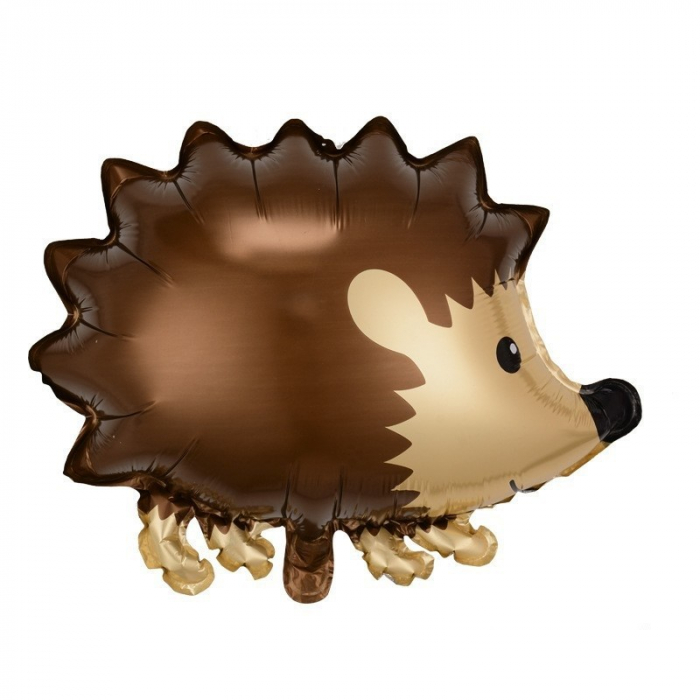 Balon din Folie Metalizata, Flippy, Figurine Animalute, Model Arici, 49x56 cm, Ambalaj Individual, Pai Inclus, Umflare cu Aer sau Heliu, Maro [1]