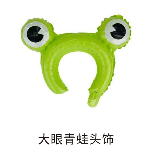 Balon din Folie Metalizata, Flippy, Figurine Animalute, Tip Coronita, Model Ochi de Broasca, Ambalaj Individual, Pai Inclus, Umflare cu Aer sau Heliu, Verde [1]