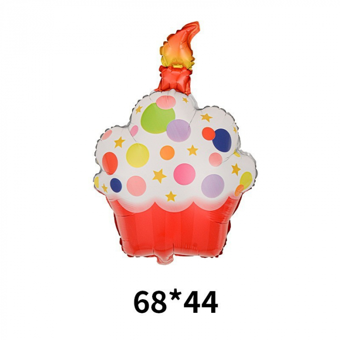 Balon din Folie Metalizata, Flippy, Figurine Dulciuri, Model 2, Tematica Prajitura Aniversara, 68x44 cm, Ambalaj Individual, Pai Inclus, Umflare cu Aer sau Heliu, Multicolor [4]