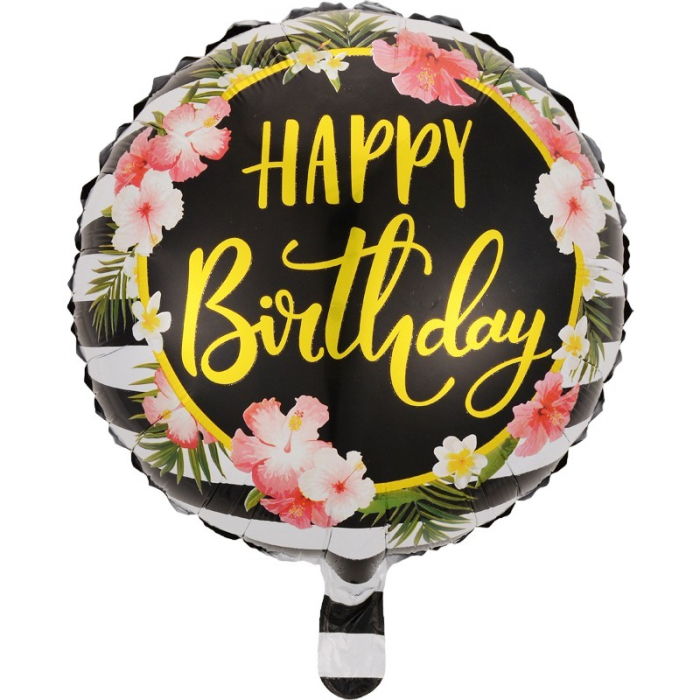 Balon din Folie Metalizata, Flippy, Figurine, Model 4, Happy Birthday, Tematica Aniversare, 45 cm, Ambalaj Individual, Pai Inclus, Umflare cu Aer sau Heliu, Multicolor [3]
