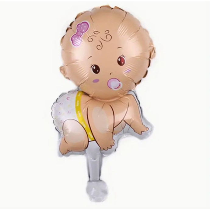 Balon din Folie Metalizata, Flippy, Mini Figurina, Model Bebelus Fetita, Tematica Gender Reveal, 45x25 cm, Ambalaj Individual, Pai Inclus, Umflare cu Aer sau Heliu, Multicolor [4]