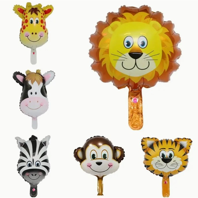 Balon din Folie Metalizata, Flippy, Mini Figurine Animalute, Model Leu, Tematica Aniversare, 34x43 cm, Ambalaj Individual, Pai Inclus, Umflare cu Aer sau Heliu, Multicolor [5]