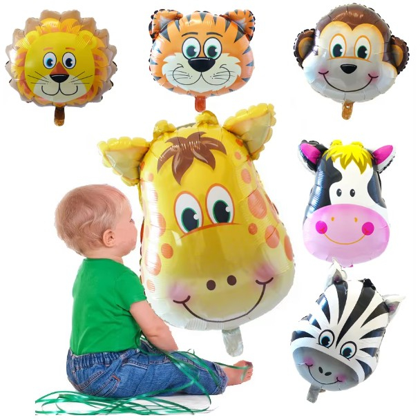 Balon din Folie Metalizata, Flippy, Mini Figurine Animalute, Model Leu, Tematica Aniversare, 34x43 cm, Ambalaj Individual, Pai Inclus, Umflare cu Aer sau Heliu, Multicolor [7]