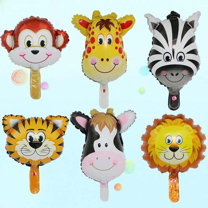 Balon din Folie Metalizata, Flippy, Mini Figurine Animalute, Model Leu, Tematica Aniversare, 34x43 cm, Ambalaj Individual, Pai Inclus, Umflare cu Aer sau Heliu, Multicolor [3]