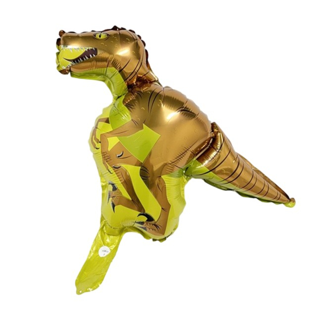 Balon din Folie Metalizata, Flippy, Mini Figurine Dinozauri, Model Velociraptor, Tematica Aniversare, 48x43 cm, Ambalaj Individual, Pai Inclus, Umflare cu Aer sau Heliu, Multicolor [1]