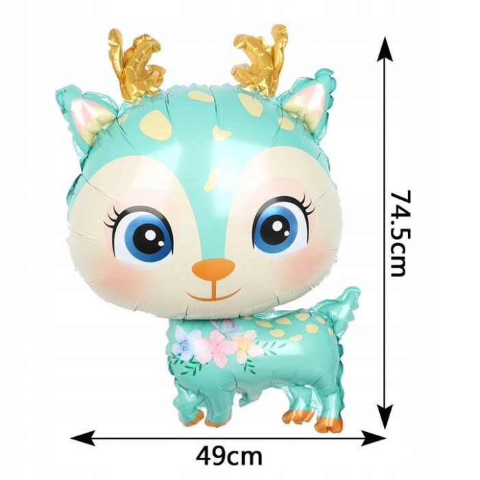 Balon din Folie Metalizata, Flippy, Mini Figurine, Model Cerb, Tematica Aniversare, 49x74.5 cm, Ambalaj Individual, Pai Inclus, Umflare cu Aer sau Heliu, Albastru [10]