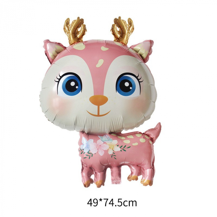 Balon din Folie Metalizata, Flippy, Mini Figurine, Model Cerb, Tematica Aniversare, 49x74.5 cm, Ambalaj Individual, Pai Inclus, Umflare cu Aer sau Heliu, Roz [6]