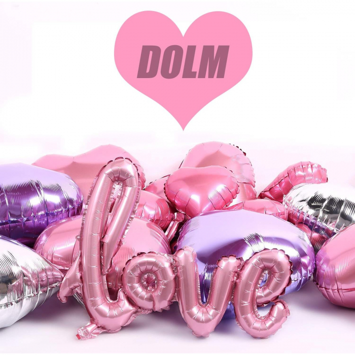 Balon din Folie Metalizata, Flippy, Model Love scris de mana, 102x65 cm, Tematica Ziua Îndrăgostiților, Ambalaj Individual, Pai Inclus, Umflare cu Aer sau Heliu, Roz [4]