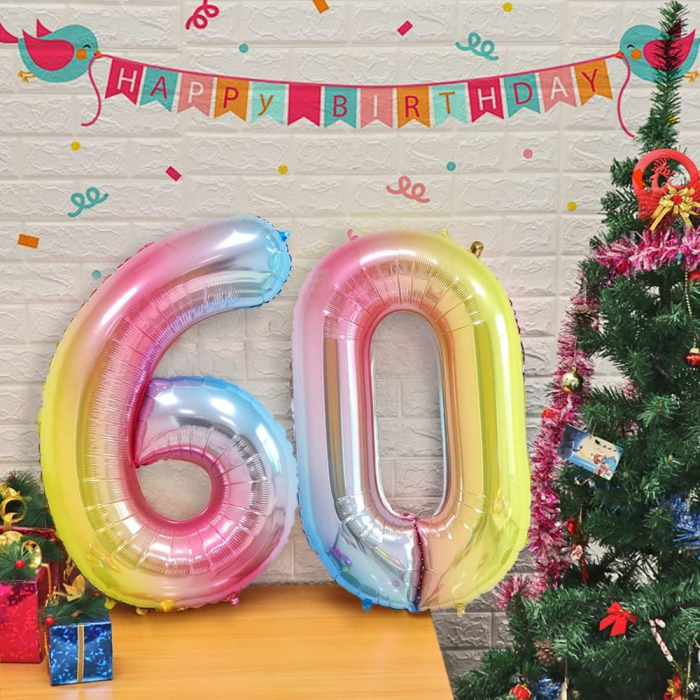 Balon din Folie Metalizata Gradient Flippy, Figurina Cifra, Tema Aniversare 100 cm, Ambalaj Individual, Pai inclus, Umflare cu Aer sau Heliu, Multicolor, Cifra 0 [2]