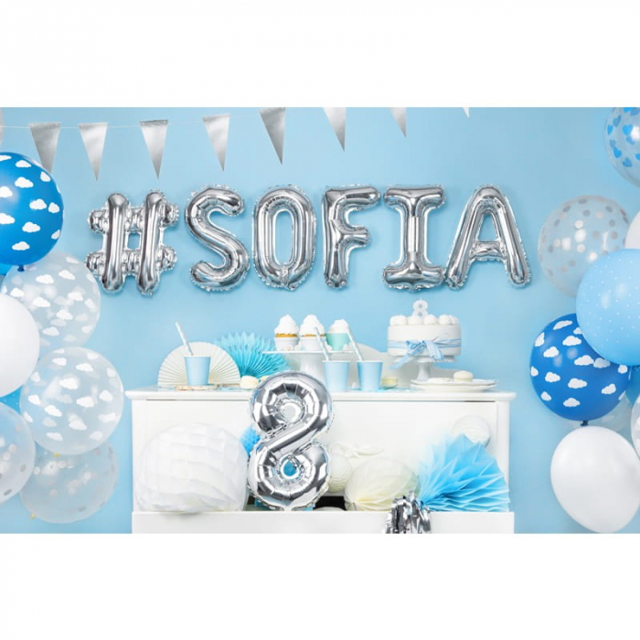 Balon Folie Metalizata Litera A, Flippy, 40 cm, Umflati cu Heliu sau Aer, Ambalaj Individual, Pai inclus, Argintiu [4]
