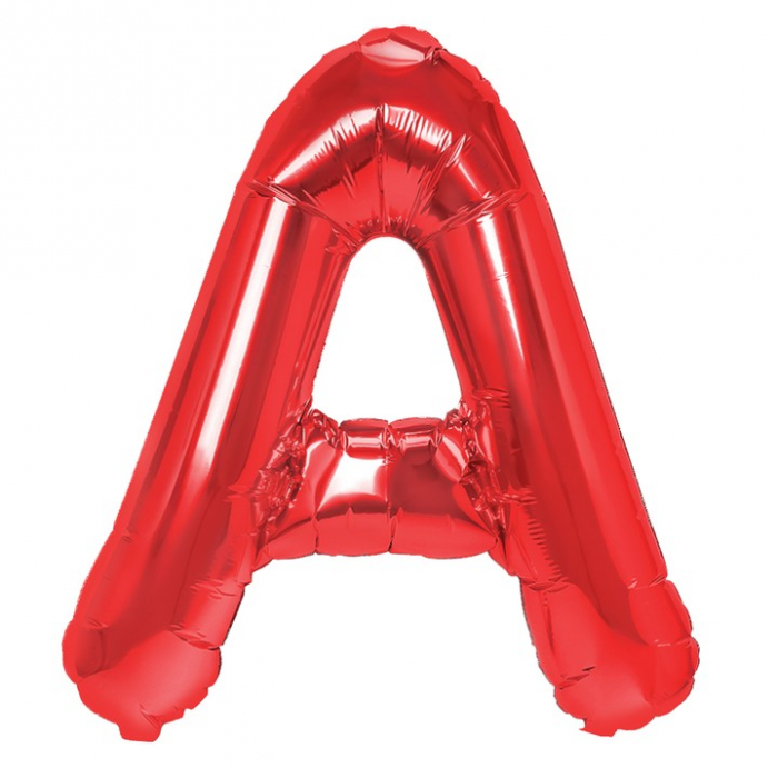 Balon Folie Metalizata Litera A, Flippy, 40 cm, Umflati cu Heliu sau Aer, Ambalaj Individual, Pai inclus, Rosu [1]