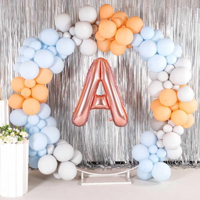 Balon Folie Metalizata Litera A, Flippy, 80 cm, Umflati cu Heliu sau Aer, Ambalaj Individual, Pai inclus, Rose Gold [6]