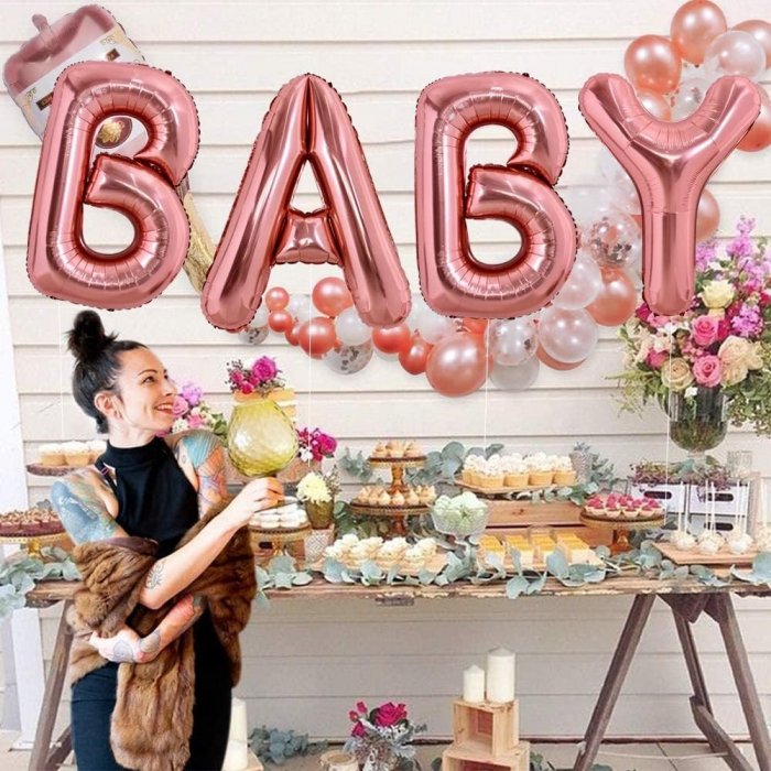 Balon Folie Metalizata Litera A, Flippy, 80 cm, Umflati cu Heliu sau Aer, Ambalaj Individual, Pai inclus, Rose Gold [2]