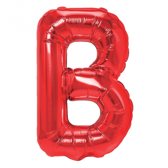 Balon Folie Metalizata Litera B, Flippy, 40 cm, Umflati cu Heliu sau Aer, Ambalaj Individual, Pai inclus, Rosu [1]