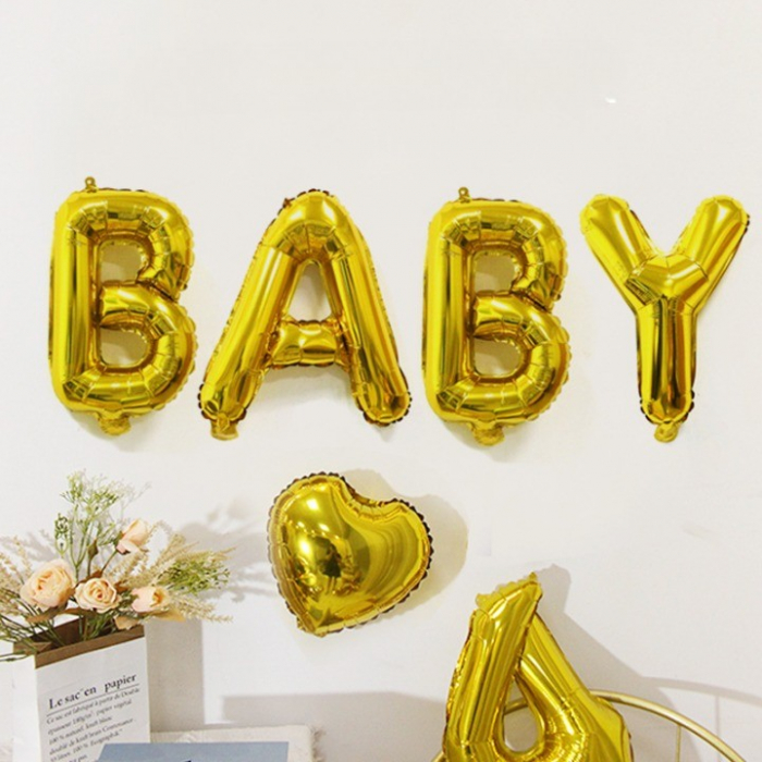Balon Folie Metalizata Litera B, Flippy, 80 cm, Umflati cu Heliu sau Aer, Ambalaj Individual, Pai inclus, Auriu [7]
