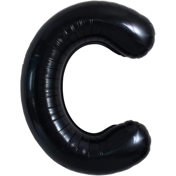 Balon Folie Metalizata Litera C, Flippy, 40 cm, Umflati cu Heliu sau Aer, Ambalaj Individual, Pai inclus, Negru [5]